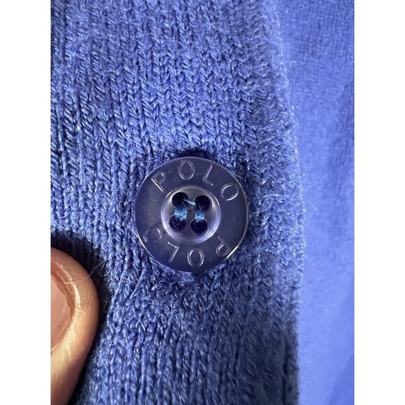 Vintage 90s Ralph Lauren Polo Cashmere purple blue cardigan XL preppy golf - Picture 5 of 9